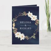 Invitation Code QR Floral Magnolia Blanc Rustique Mariage Nav (Devant)