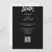 Invitation Code QR floral mariage noir et blanc (Dos)