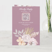 Invitation Code QR Floral Mariage Rose Mauve Poussiéreux Rust (Dos)