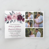 Invitation Code QR Floral Mariage Rose Poussiéreux Prune Viol (Intérieur)