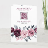 Invitation Code QR Floral Mariage Rose Poussiéreux Prune Viol (Dos)