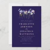 Invitation Code QR Floral Moderne Fleurs des Champs Bleu Rose (Devant)
