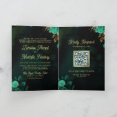 Invitation Code QR Floral Or Vert Menthe Mariage Musulman (Intérieur)