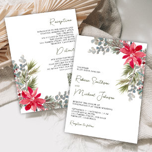 Invitation Code QR Floral Poinsettia Noël Mariage