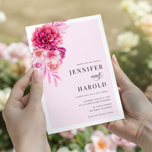 Invitation Code QR floral rose chaud vibrant tout en un Maria