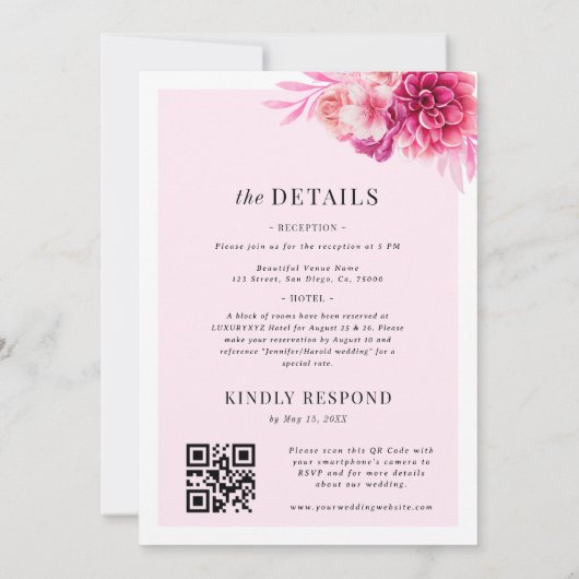 Invitation Code QR floral rose chaud vibrant tout en un Maria (Dos)