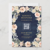 Invitation Code QR Floral Rustique Pêche Poussiéreuse Mariage (Dos)