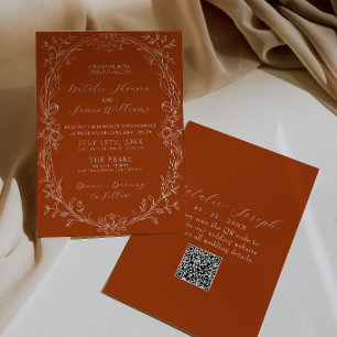 Invitation Code QR Floral Terracotta Brûlé Orange Mariage Boh