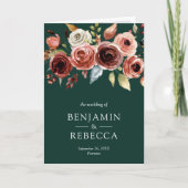 Invitation Code QR Floral Terracotta Mariage Vert Emeraude (Devant)