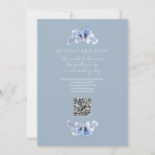 Invitation Code QR floral transparent mariage bleu poussiéreu (Dos)