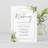 Invitation Code QR Floral Végétal Doré Mariage Arche (Debout devant)