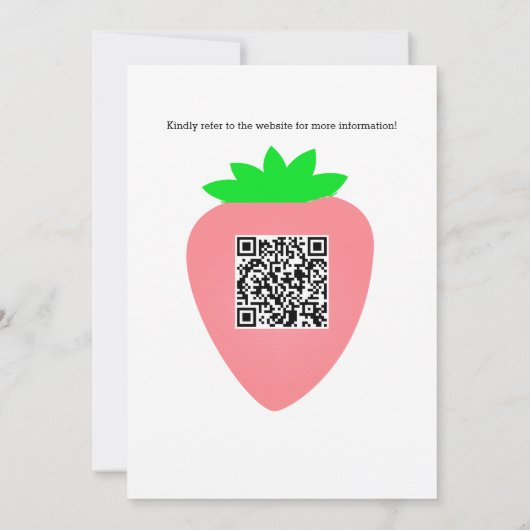 Invitation Code QR Fraise Baby shower bébé fille 2024 (Dos)