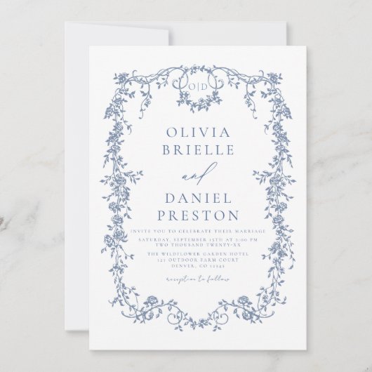 Invitation Code QR français victorien tout en un Mariage (Devant)