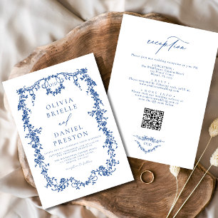 Invitation Code QR français victorien tout en un Mariage