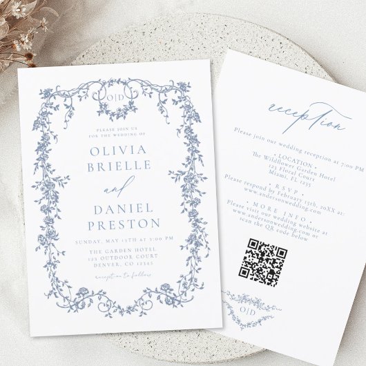 Invitation Code QR français victorien tout en un Mariage