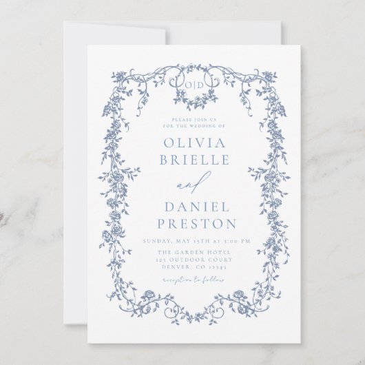 Invitation Code QR français victorien tout en un Mariage (Devant)