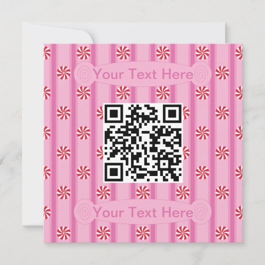 Invitation Code QR Fun et Fantaisie Menthe Poivrée Rose (Devant)