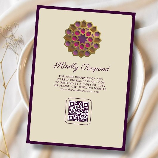 Invitation Code QR géométrique et floral élégant Mariage isla