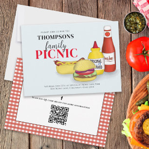 Invitation Code QR Gingham de pique-nique d'été mignon sur le
