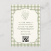 Invitation Code QR Gingham Floral Bow Tout en Un Baby Shower (Dos)