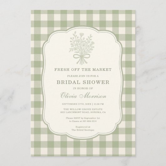 Invitation Code QR Gingham Frais du Marché (Devant)