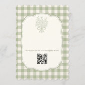 Invitation Code QR Gingham Vert Sauge Floral Fête de Mariage (Dos)