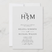 Invitation Code QR gris noir RSVP Mariage de monogramme botan (Devant)
