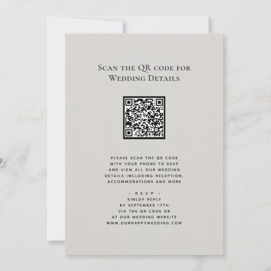 Invitation Code QR gris tout en un script moderne Mariage chi (Dos)