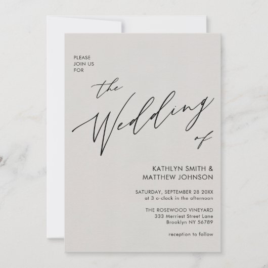 Invitation Code QR gris tout en un script moderne Mariage chi (Devant)