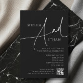 Invitation Code QR humeur Mariage Noir Écriture Simple