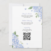 Invitation Code QR Hydrangea Bleue Floral Aquarelle (Dos)