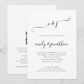 Invitation Code QR Initiales Écriture Élégante Mariage (Devant / Derrière)