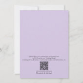 Invitation Code QR Lavande Lavande Mauve Script Mariage flora (Dos)