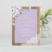 Invitation Code QR Lavande Lilas Dentelle de Bois Rustique Ma (Debout devant)
