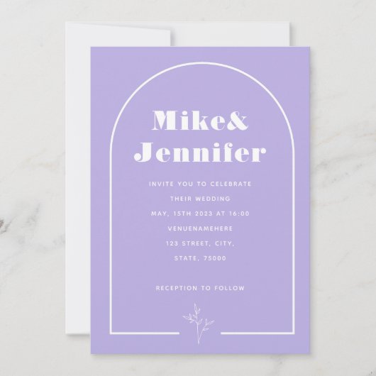 Invitation Code QR Lavande Lilas Minimaliste Boho Arche Linea (Devant)