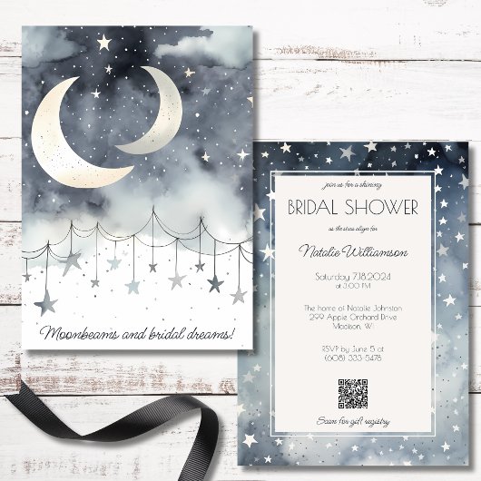 Invitation Code QR Lune et Étoiles pour la Mariée
