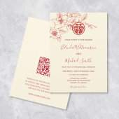 Invitation Code QR | Magnolia Red Cream Mariage chinois