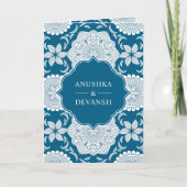Invitation Code QR Mandala Bleu et Blanc Mariage Indien (Devant)