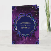 Invitation Code QR Mandala Bleu Galaxie Violette Mariage Indi (Devant)