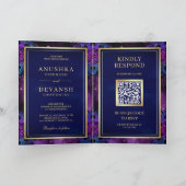 Invitation Code QR Mandala Bleu Galaxie Violette Mariage Indi (Intérieur)