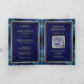 Invitation Code QR Mandala Galaxie Bleu Royal Mariage Indien (Intérieur)