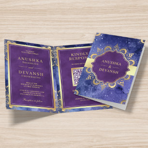 Invitation Code QR Mandala Galaxie Tournesol Mariage Indien