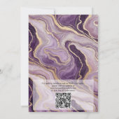 Invitation Code QR Marbre | Mariage Luxueux Moderne Violet (Dos)