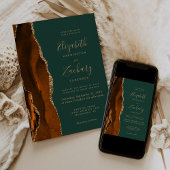 Invitation Code QR Mariage Agate Or Doré Orange Brûlé Vert Fo