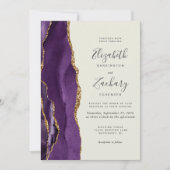 Invitation Code QR Mariage Agate Violet Or Ivoire (Devant)