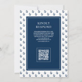 Invitation Code QR Mariage Ancre Nautionique Bleu Foncé Cheva (Dos)