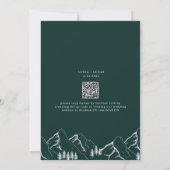 Invitation Code QR mariage arbre de pin montagnes vert émerau (Dos)
