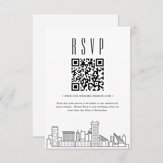 Invitation Code QR Mariage Baltimore RSVP (Devant / Derrière)
