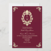 Invitation Code QR Mariage Baroque Or Bourgogne (Devant)