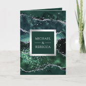 Invitation Code QR Mariage Bille de Marbre Vert Émeraude (Devant)